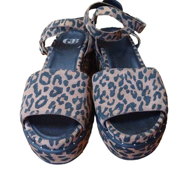 Gianni Bini Leopard Animal Print Y2K 00s Platform Chunky Strappy Sandals Sz 7.5 - Picture 4 of 7